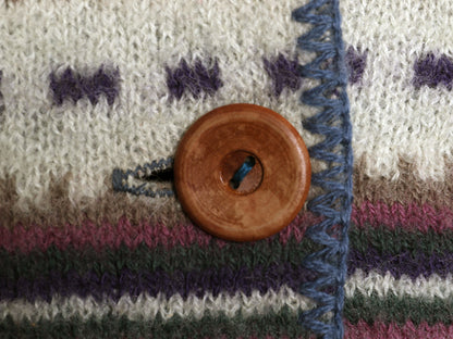 80s USA製 アルプス ショールカラー ニット ガウン レディース L / ヴィンテージ  ウール ジャケット カーディガン セーター ロング 羽織り