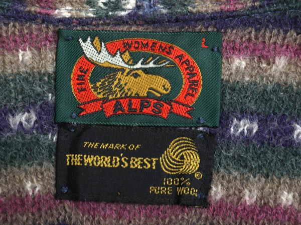 80s USA製 アルプス ショールカラー ニット ガウン レディース L / ヴィンテージ  ウール ジャケット カーディガン セーター ロング 羽織り