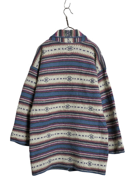 80s USA製 アルプス ショールカラー ニット ガウン レディース L / ヴィンテージ  ウール ジャケット カーディガン セーター ロング 羽織り
