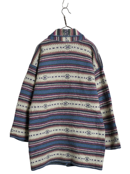 80s USA製 アルプス ショールカラー ニット ガウン レディース L / ヴィンテージ  ウール ジャケット カーディガン セーター ロング 羽織り