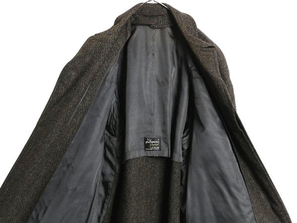 60s 70s USA製 Tailormann Imperial チェスター ロング コート メンズ L 程 古着 ヴィンテージ ツイード ウール フィールド ユニオンメイド