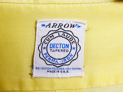 60s 70s USA製 アロー 半袖 ボタンダウン シャツ メンズ L 程 ヴィンテージ 半袖シャツ BDシャツ シワになりにくい ポケット付き 無地 薄手