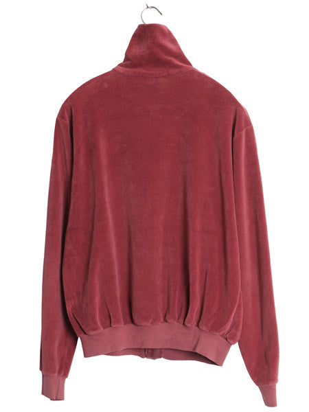 80s メイシーズ ベロア トラック ジャケット メンズ レディース M 小さめ ヴィンテージ フルジップ トップス ハイネック ジャージ ブルゾン