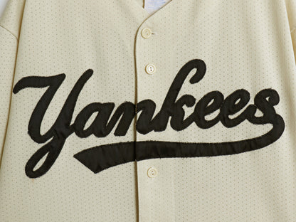 USA製 ヤンキース ベースボール シャツ メンズ L MLB オフィシャル マジェスティック 大リーグ ユニフォーム ゲームシャツ メッシュ 重ね着