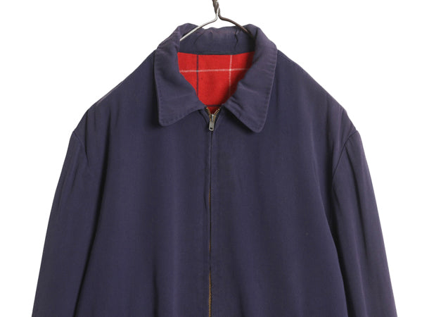 50s ★ レーヨン ギャバジン ジャケット メンズ XL ヴィンテージ ギャバジャケ フルジップ スポーツ ウール ライナー付き 紺 大きいサイズ