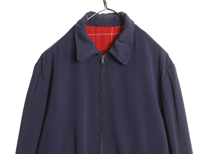 50s ★ レーヨン ギャバジン ジャケット メンズ XL ヴィンテージ ギャバジャケ フルジップ スポーツ ウール ライナー付き 紺 大きいサイズ