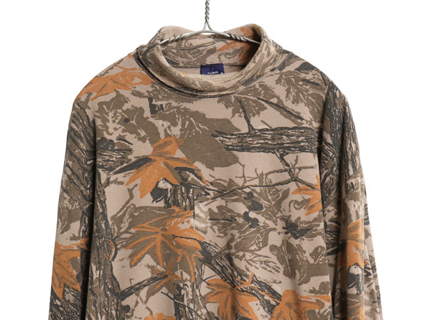 90s USA製 リアルツリー カモ デュオフォールド タートルネック 長袖 Tシャツ メンズ XL / オールド ハンティング 迷彩 総柄 大きいサイズ