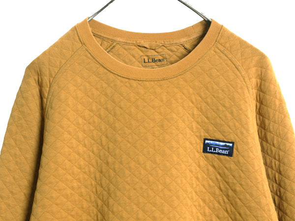 エルエルビーン キルティング スウェット メンズ L / アウトドア トレーナー プルオーバー ワンポイント カタディン ロゴ刺繍 マスタード