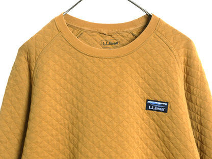 エルエルビーン キルティング スウェット メンズ L / アウトドア トレーナー プルオーバー ワンポイント カタディン ロゴ刺繍 マスタード