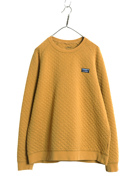 エルエルビーン キルティング スウェット メンズ L / アウトドア トレーナー プルオーバー ワンポイント カタディン ロゴ刺繍 マスタード