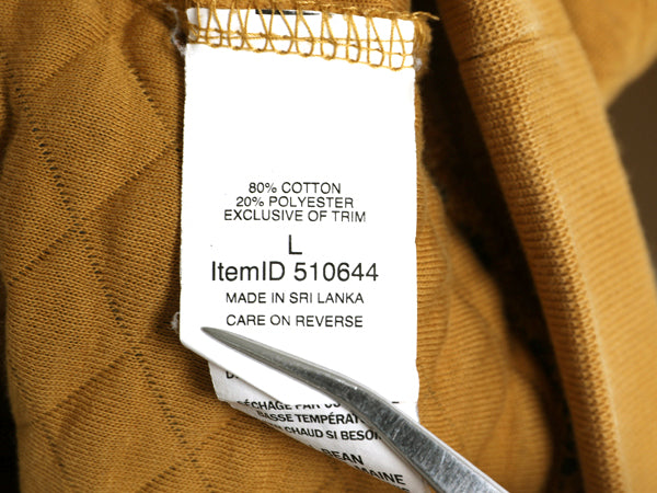 エルエルビーン キルティング スウェット メンズ L / アウトドア トレーナー プルオーバー ワンポイント カタディン ロゴ刺繍 マスタード