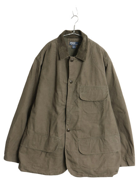 90s ポロ ラルフローレン ハンティング ジャケット メンズ XXL オールド ダック フィールド コート カバーオール 大きいサイズ オリーブ