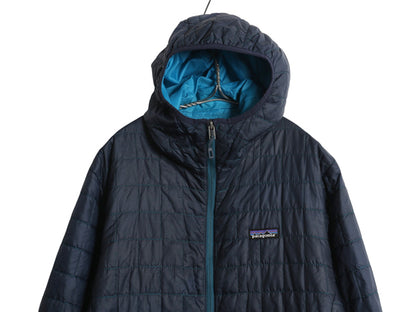 パタゴニア ナノ パフ フーディ メンズ M 16年製 中綿 キルティング パーカー ジャケット フルジップ パッカブル ジャンパー アウトドア 紺