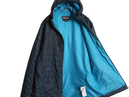 パタゴニア ナノ パフ フーディ メンズ M 16年製 中綿 キルティング パーカー ジャケット フルジップ パッカブル ジャンパー アウトドア 紺