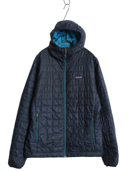 パタゴニア ナノ パフ フーディ メンズ M 16年製 中綿 キルティング パーカー ジャケット フルジップ パッカブル ジャンパー アウトドア 紺