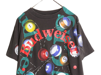 90s USA製 ★ バドワイザー ビリヤード オールオーバー プリント Tシャツ メンズ L / オールド 企業物 当時物 グラフィック ビール 総柄 