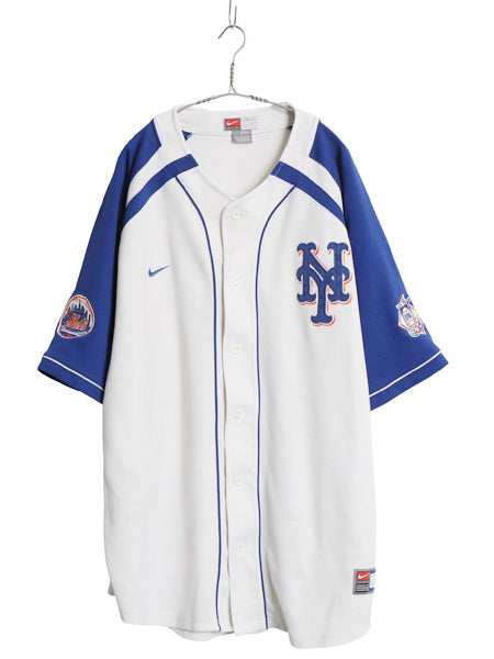 メッツ ベースボール シャツ メンズ XXL / MLB オフィシャル ナイキ 大リーグ ユニフォーム ゲームシャツ スウッシュ 重ね着 大きいサイズ