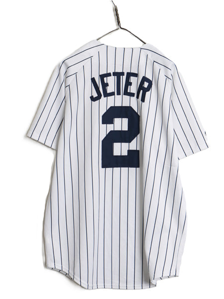 ヤンキース ベースボール シャツ メンズ M / MLB オフィシャル マジェスティック 大リーグ ユニフォーム ゲームシャツ ジャージ ストライプ