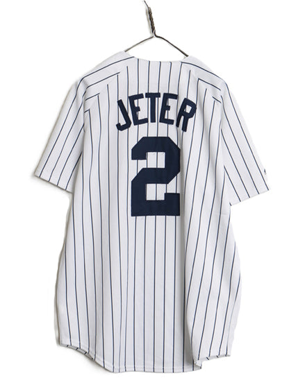 ヤンキース ベースボール シャツ メンズ M / MLB オフィシャル マジェスティック 大リーグ ユニフォーム ゲームシャツ ジャージ ストライプ