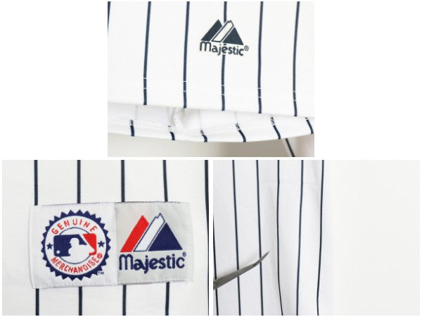 ヤンキース ベースボール シャツ メンズ M / MLB オフィシャル マジェスティック 大リーグ ユニフォーム ゲームシャツ ジャージ ストライプ
