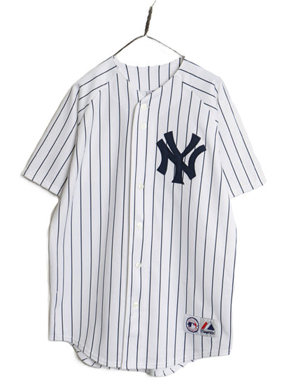 ヤンキース ベースボール シャツ メンズ M / MLB オフィシャル マジェスティック 大リーグ ユニフォーム ゲームシャツ ジャージ ストライプ