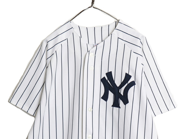 ヤンキース ベースボール シャツ メンズ M / MLB オフィシャル マジェスティック 大リーグ ユニフォーム ゲームシャツ ジャージ ストライプ