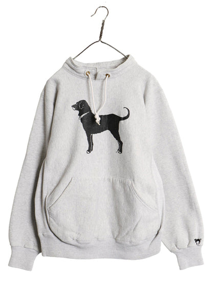 90s USA製 The Black Dog ドッグ プリント ハイネック スウェット メンズ レディース M オールド 裏起毛 トレーナー ヘビーウェイト グレー