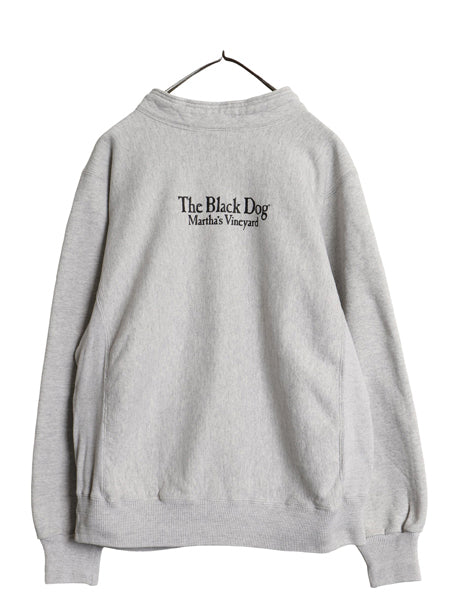 90s USA製 The Black Dog ドッグ プリント ハイネック スウェット メンズ レディース M オールド 裏起毛 トレーナー ヘビーウェイト グレー