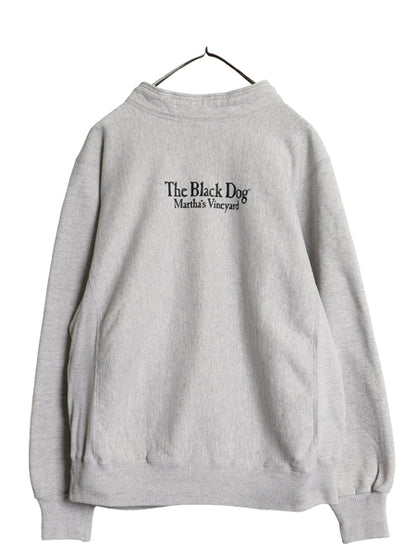 90s USA製 The Black Dog ドッグ プリント ハイネック スウェット メンズ レディース M オールド 裏起毛 トレーナー ヘビーウェイト グレー