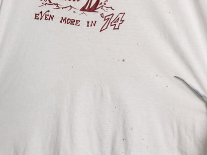 70s カレッジ プリント リンガー Tシャツ メンズ XL 小さめ L ヴィンテージ スプルース 半袖Tシャツ シングルステッチ カットソー 雰囲気系