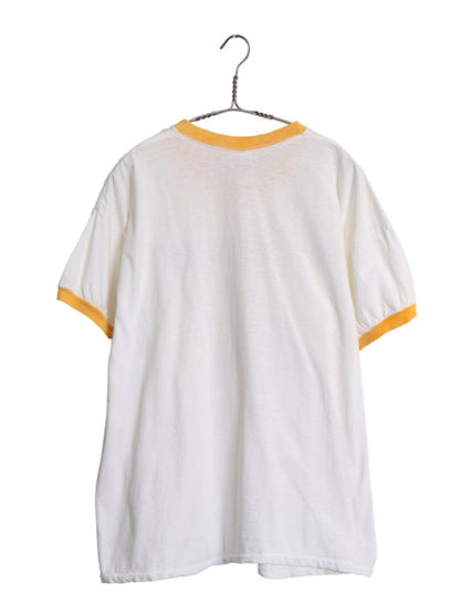 70s カレッジ プリント リンガー Tシャツ メンズ XL 小さめ L ヴィンテージ スプルース 半袖Tシャツ シングルステッチ カットソー 雰囲気系