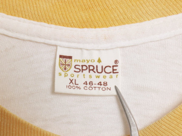 70s カレッジ プリント リンガー Tシャツ メンズ XL 小さめ L ヴィンテージ スプルース 半袖Tシャツ シングルステッチ カットソー 雰囲気系