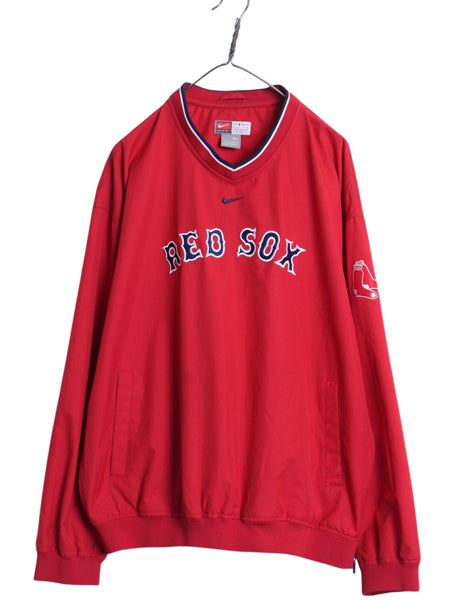 レッドソックス ナイロン ジャケット メンズ XL / MLB オフィシャル ナイキ Vネック ウィンドブレーカー センター スウッシュ 大きいサイズ