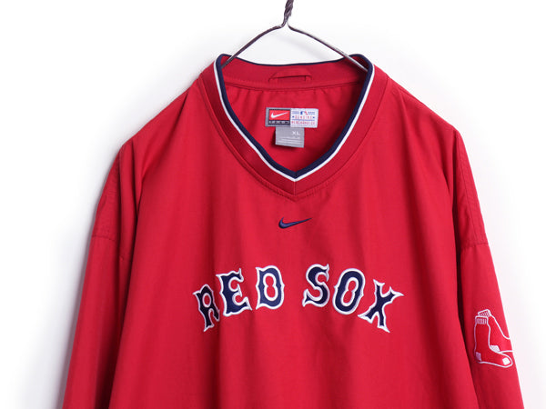レッドソックス ナイロン ジャケット メンズ XL / MLB オフィシャル ナイキ Vネック ウィンドブレーカー センター スウッシュ 大きいサイズ