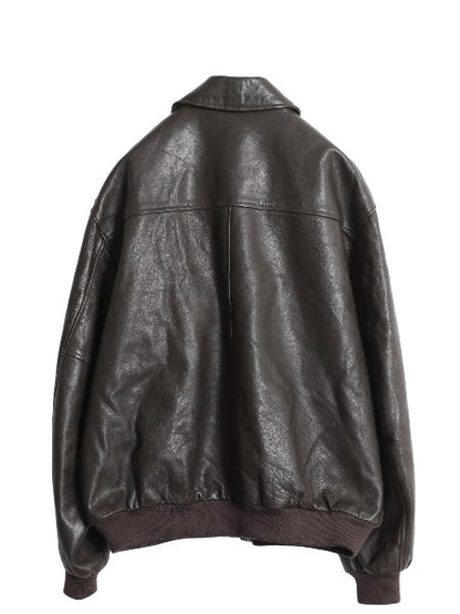 90s エルエルビーン A-2 タイプ 本革 レザー フライト ジャケット メンズ XL / オールド 革ジャン ブルゾン ボンバー 中綿 大きいサイズ 茶