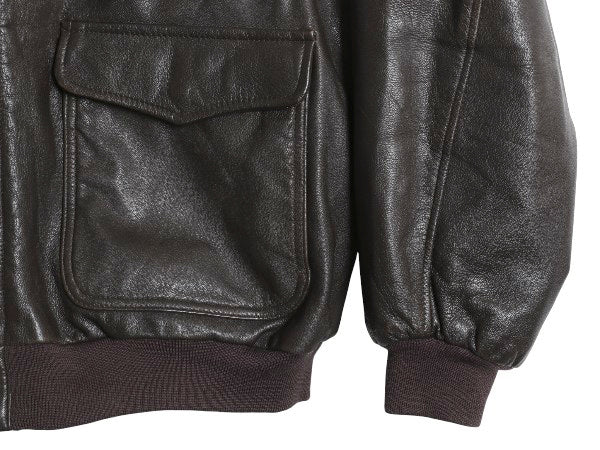 90s エルエルビーン A-2 タイプ 本革 レザー フライト ジャケット メンズ XL / オールド 革ジャン ブルゾン ボンバー 中綿 大きいサイズ 茶