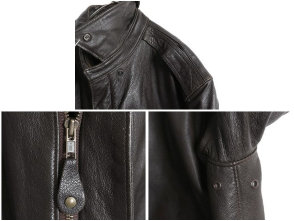 90s エルエルビーン A-2 タイプ 本革 レザー フライト ジャケット メンズ XL / オールド 革ジャン ブルゾン ボンバー 中綿 大きいサイズ 茶