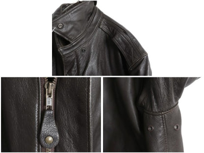 90s エルエルビーン A-2 タイプ 本革 レザー フライト ジャケット メンズ XL / オールド 革ジャン ブルゾン ボンバー 中綿 大きいサイズ 茶