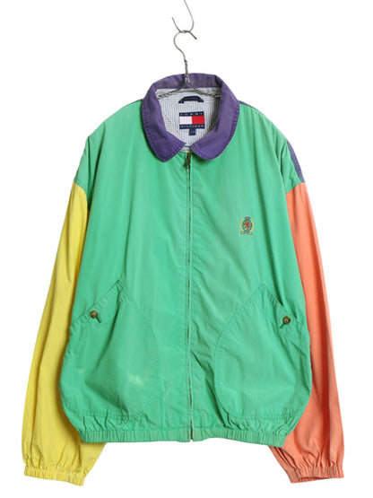 90s トミーヒルフィガー スイングトップ ジャケット メンズ L / オールド コットン フルジップ メッシュ ライナー付き クレイジー パターン