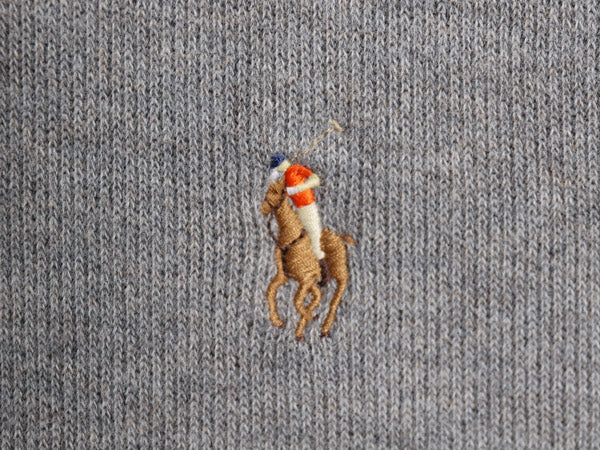 ポロ ラルフローレン ハーフジップ スウェット メンズ M プルオーバー コットン ニット ストレッチ ワンポイント ポニー刺繍 ハイネック 灰