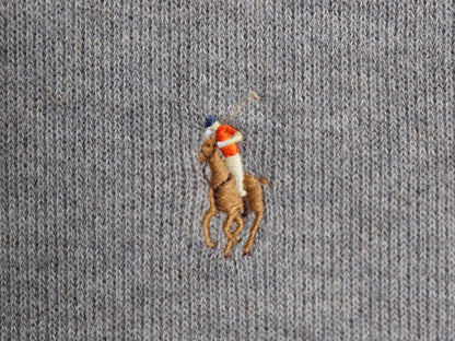 ポロ ラルフローレン ハーフジップ スウェット メンズ M プルオーバー コットン ニット ストレッチ ワンポイント ポニー刺繍 ハイネック 灰