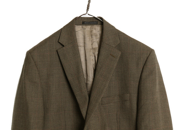 デッドストック ローレン ラルフローレン テーラード ジャケット メンズ L 程/ 新品 ポロ ブレザー ウール チェック きれいめ トラッド 茶