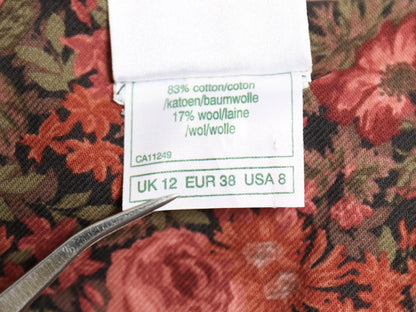 80s イギリス製 LAURA ASHLEY ノーカラー 長袖 ロング ワンピース レディース S / ヴィンテージ 総柄 ボタニカル コットン ウール マキシ丈