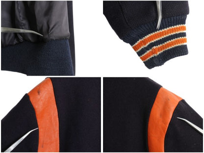 60s 70s USA製 ★ バトウィン 本革 レザー 切替 ウール スタジャン メンズ L / ヴィンテージ アワード ジャケット ブルゾン ツートン 無地