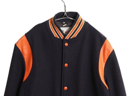 60s 70s USA製 ★ バトウィン 本革 レザー 切替 ウール スタジャン メンズ L / ヴィンテージ アワード ジャケット ブルゾン ツートン 無地