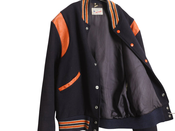 60s 70s USA製 ★ バトウィン 本革 レザー 切替 ウール スタジャン メンズ L / ヴィンテージ アワード ジャケット ブルゾン ツートン 無地