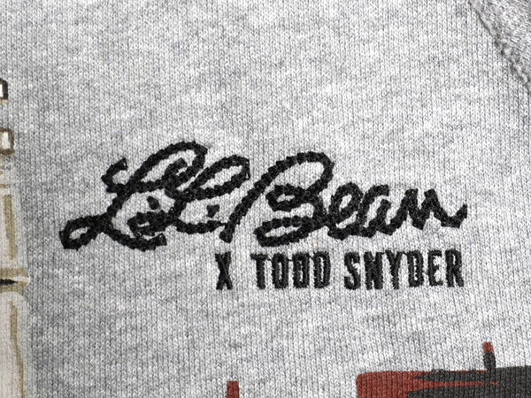 エルエルビーン トッド スナイダー コラボ プリント タートルネック スウェット メンズ L トレーナー アート イラスト ロゴ刺繍 裏起毛 灰