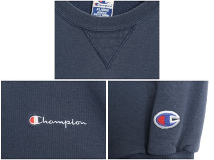 90s チャンピオン ワンポイント スウェット メンズ レディース XL オールド 裏起毛 トレーナー スクリプト ロゴ 前V ゆったり 大きいサイズ