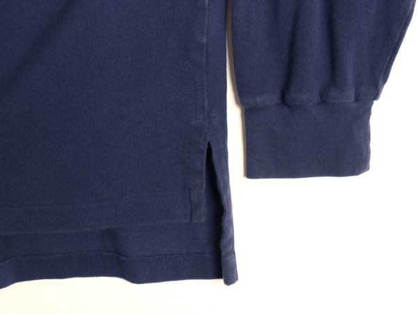 ポロ ラルフローレン 鹿の子 長袖 ポロシャツ メンズ XL / 古着 ポニー刺繍 ワンポイント 無地 長袖シャツ トップス ネイビー 大きいサイズ