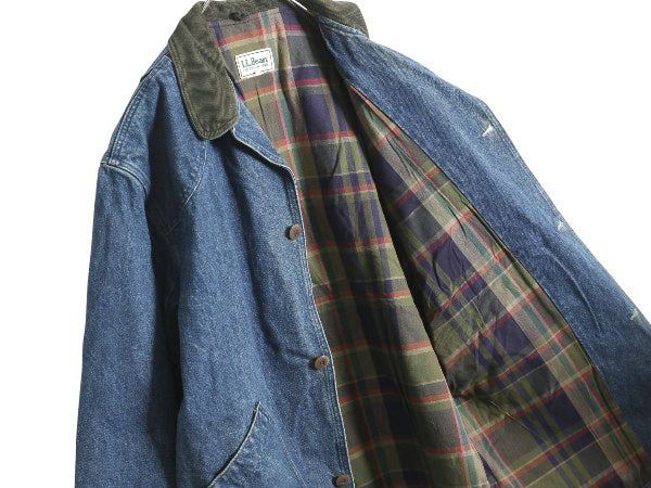 80s エルエルビーン デニム ハンティング ジャケット メンズ XL ヴィンテージ カバーオール フィールド コート ライナー付き 大きいサイズ